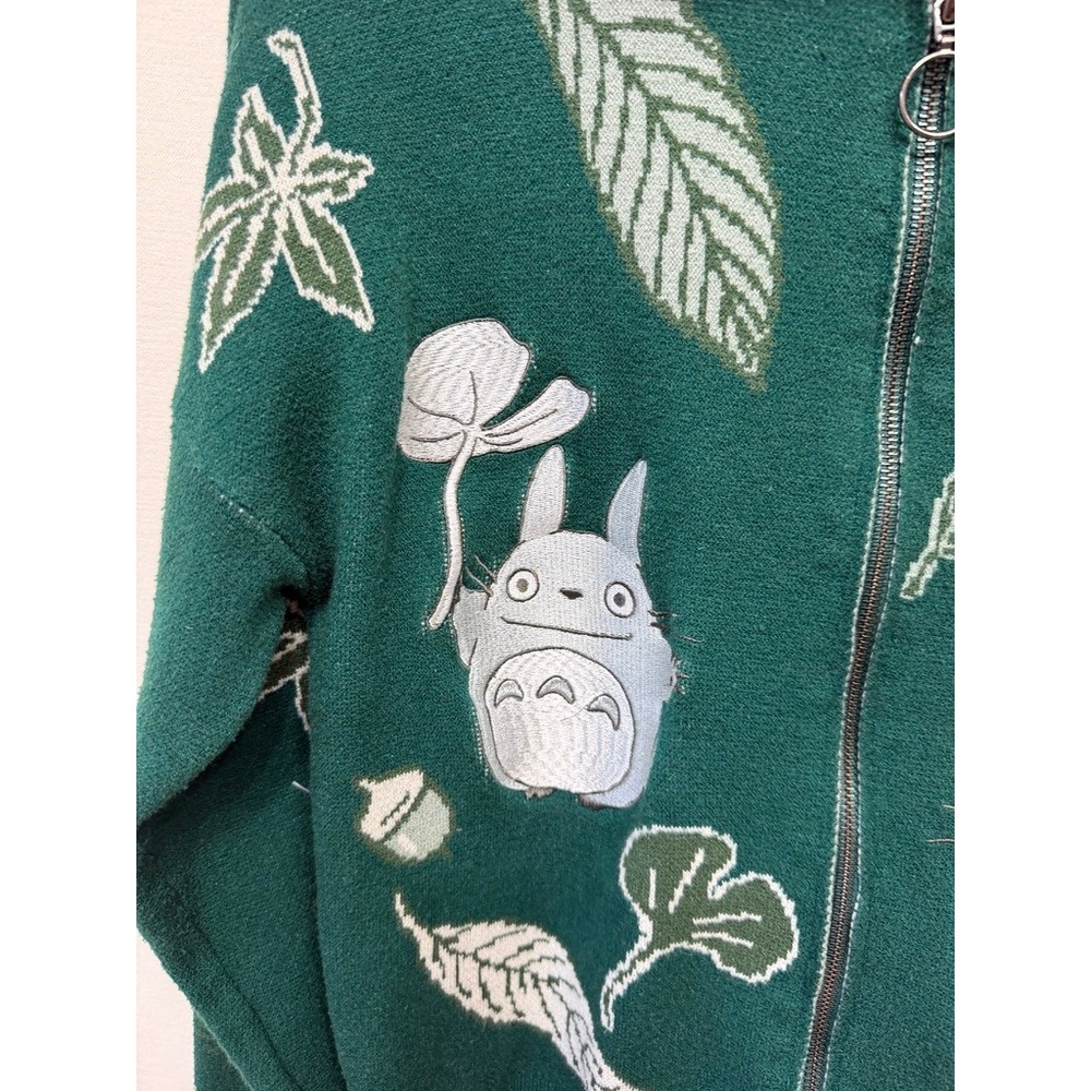 Studio Ghibli My Neighbor Totoro Catbus Zip Knit Sweater L BoxLunch Rare Green - Picture 4 of 8